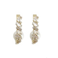 Shangjie OEM joyas Fashion C Shape Stud Earrings Women Pearl Crystal Earrings Party Danity  Earrings Jewelry